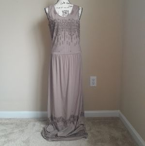 Garnet Hill sleeveless maxi dress embroidered women's M